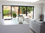 Open plan kitchen with Bi-fold doors 
