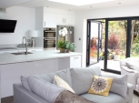 Open plan kitchen with Bi-fold doors 
